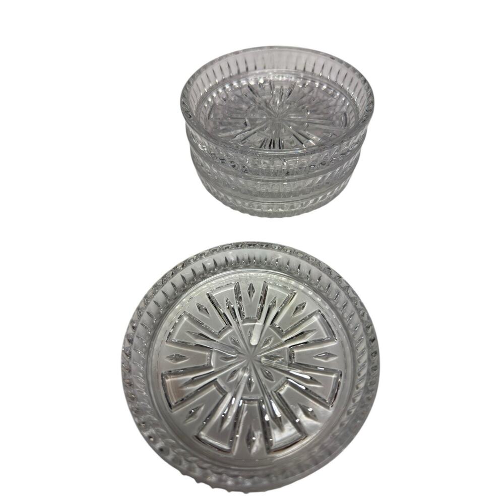 Vintage Pressed‎ Glass Coasters Set 4 Starburst Clear MCM Barware Retro